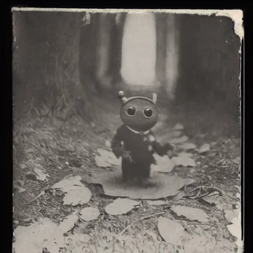 Image similar to 1 9 0 0 s photograph of teemo in the distance, disturbing and creepy