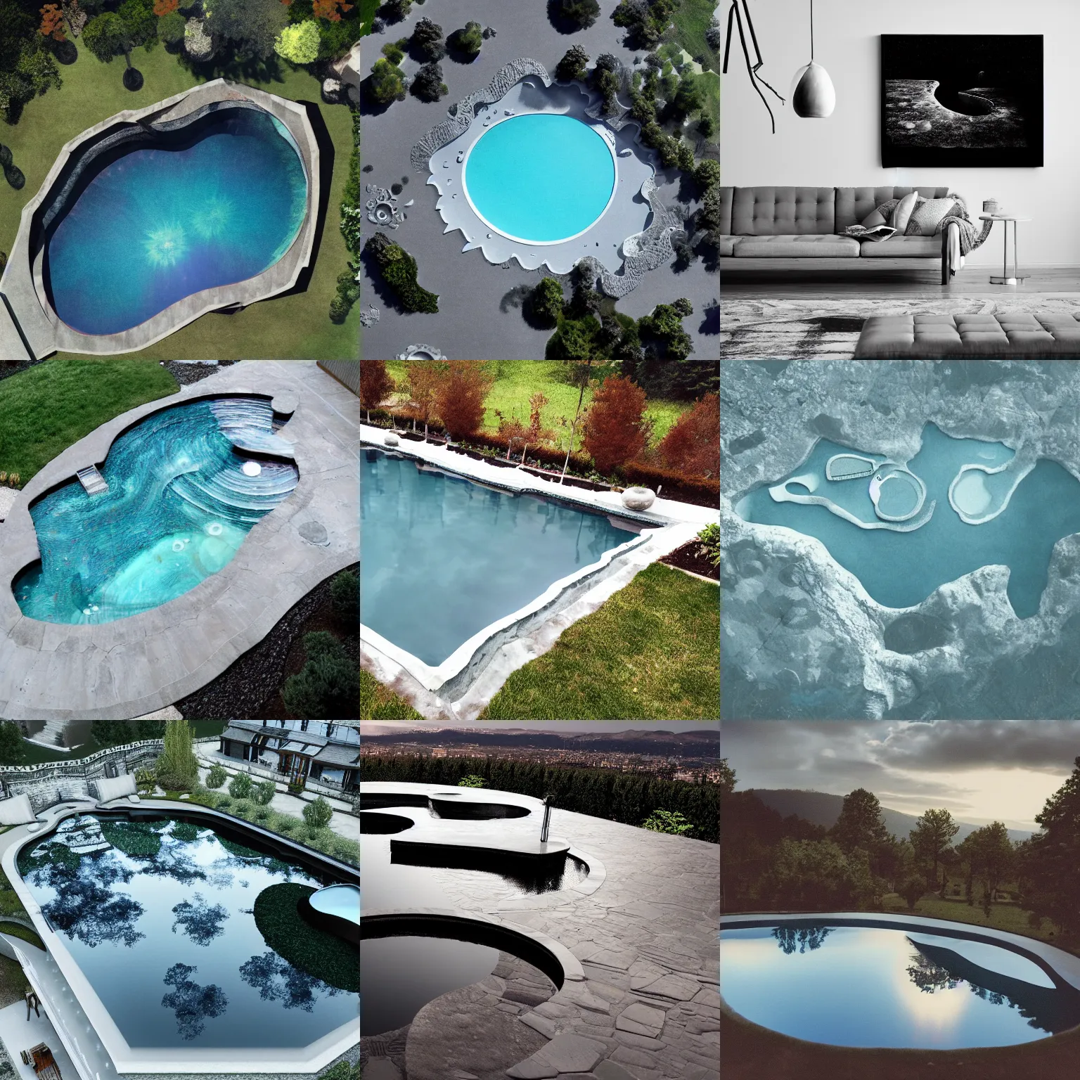 Prompt: a moon shaped pool, high quality, detailed