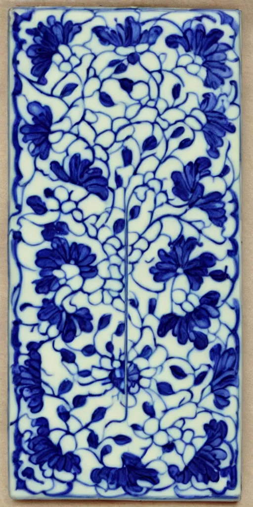 Prompt: A modern flower, style of Chinese Vase, Portuguese Blue and White Painted Tile Art