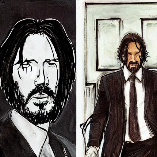 Image similar to portrait of John Wick and Morpheus combined