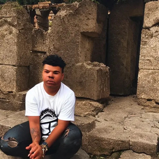 Prompt: ilovemakonnen, visiting ancient ruins