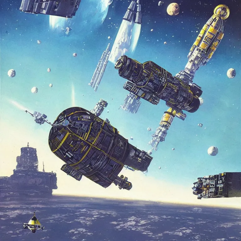 Image similar to sci-fi concept art in space by Chris Foss