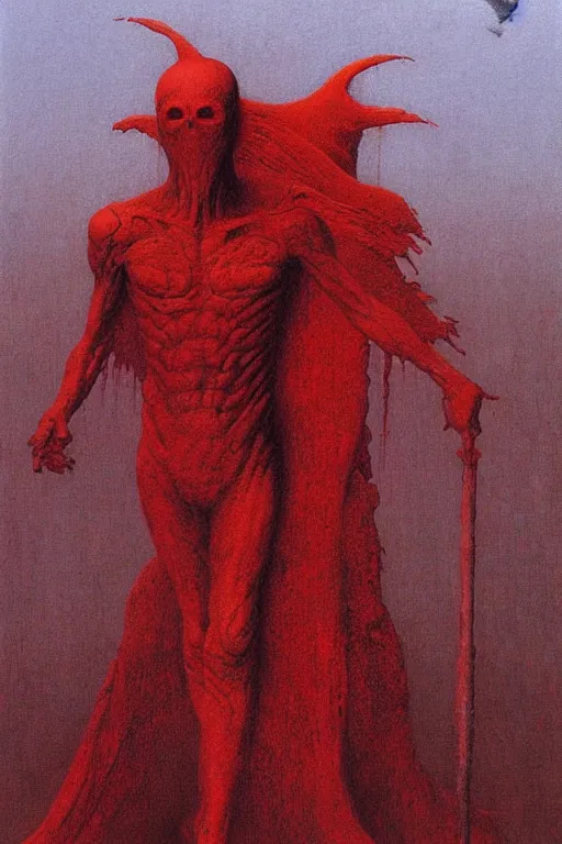 Prompt: red angel of wrath artstation painted by Zdislav Beksinski and Wayne Barlowe