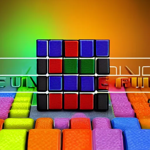 Image similar to a Rubik's cube made of precious jewels, 8k, unreal engine, colorful, bright, realistic, studio photo