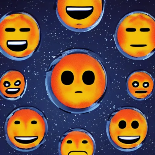 Image similar to an army of emojis invading earth, post apocalyptic, realistic