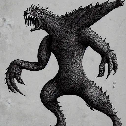 Image similar to concept art for a new kaiju monster for a godzilla move