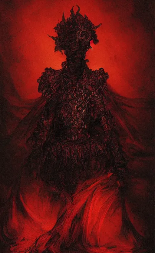 Prompt: Gothic princess in dark and red dragon armor. By Rembrandt painting (1667), fractal flame, highly detailded