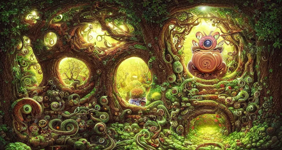 Prompt: Enchanted and magic forest, by Naoto Hattori