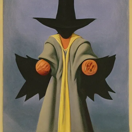 Image similar to a witch with baphomet, by Raphael Hopper, and Rene Magritte. Highly detailed, Occult, funny, humorous, funny, satire, fire, water, earth, air, magical, trending on artstationHQ