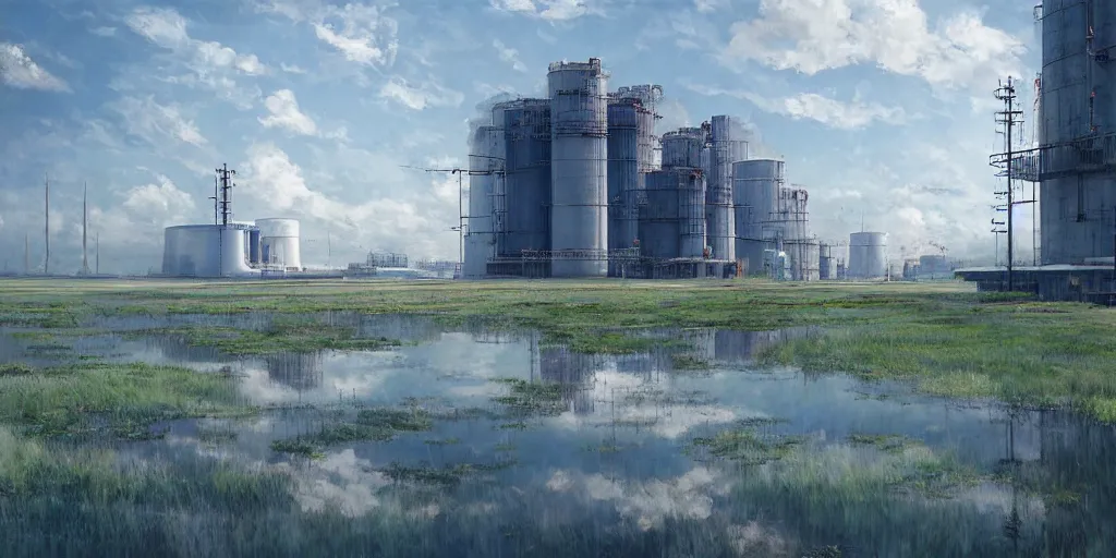 Prompt: clean and optimistic nuclear power plant, ruan jia, steve mccurry, ivan shishkin, studio ghibli