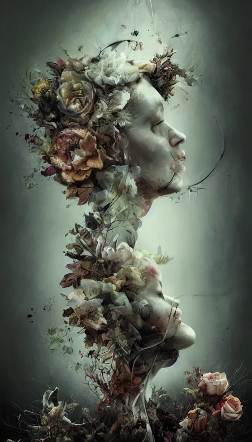 Prompt: life and death mixing together, by ryohei hase