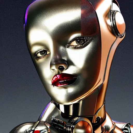 Image similar to boudoir, shiny chrome robot woman holding a blanket against herself, beautiful robot automaton