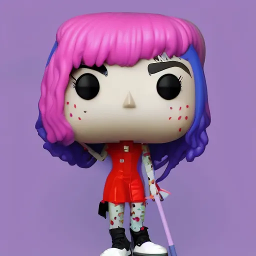 Image similar to Grimes as a Funko pop, photorealistic imagery, trending on artstation, vivid colors, lambent lighting, 4k, 8k, 35mm photography.