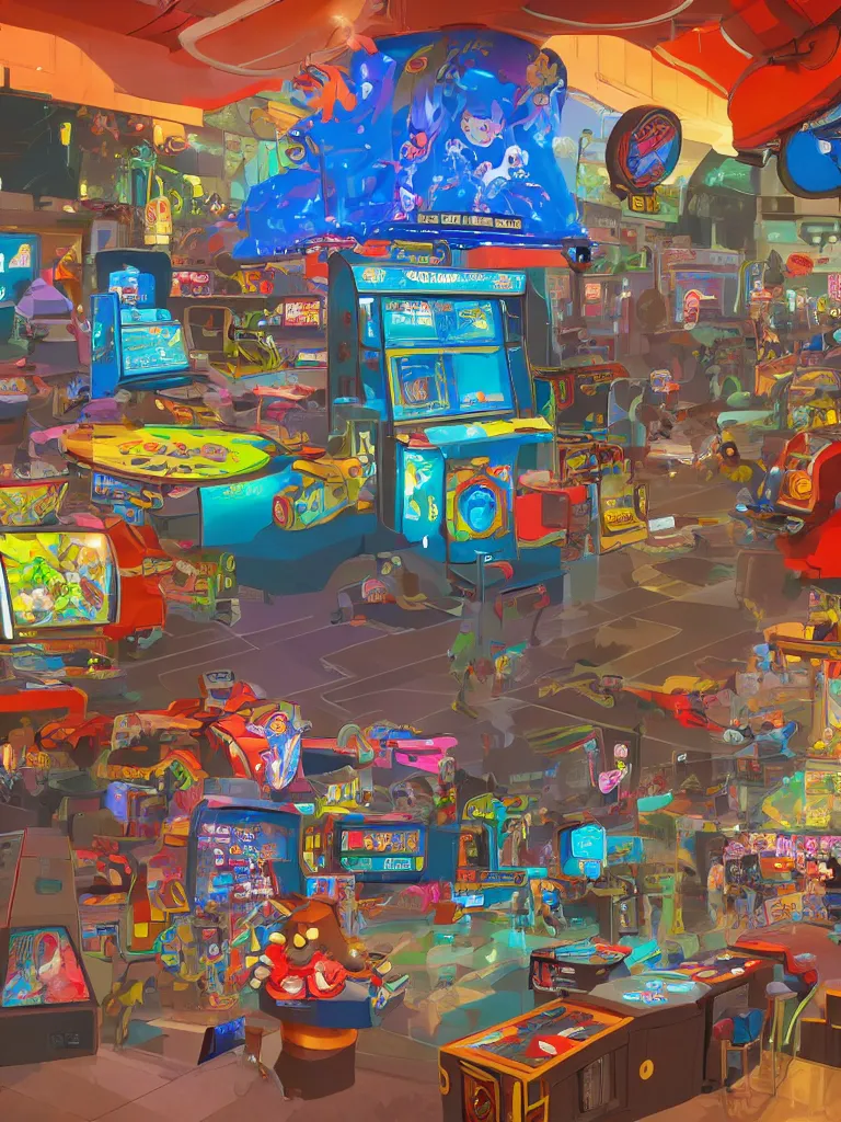 Image similar to arcade games by disney concept artists, blunt borders, rule of thirds