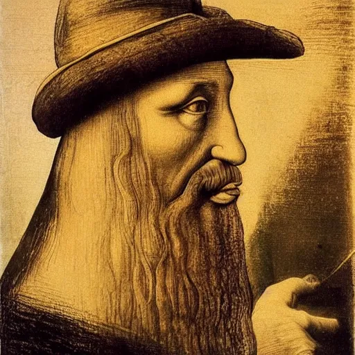 Prompt: leonardo da vinci portrait by salvador dali