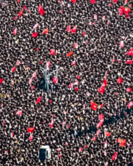 Prompt: photos of an angry president xi jinping standing in a mass of thousands of young protestors lying flat on tiananmen square, tangping movement. photos in the style of national geographic, hyperreal, documentary style