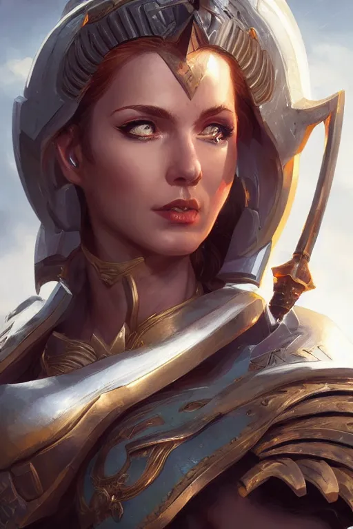 Image similar to amazon valkyrie athena, d & d, fantasy, portrait, highly detailed, headshot, digital painting, trending on artstation, concept art, sharp focus, illustration, art by artgerm and greg rutkowski and magali villeneuve