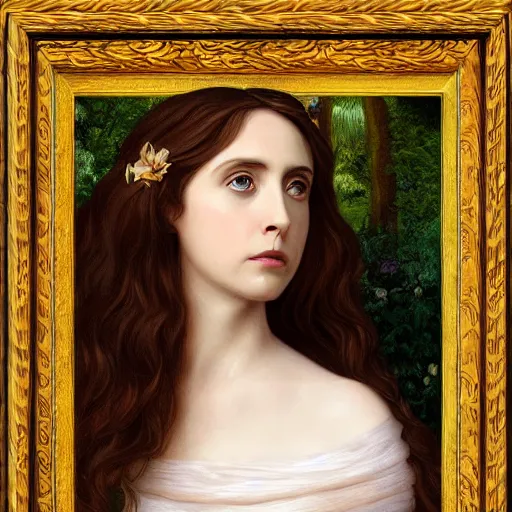 Image similar to alison brie as an angel, detailed digital painting, pre - raphaelite, intricate