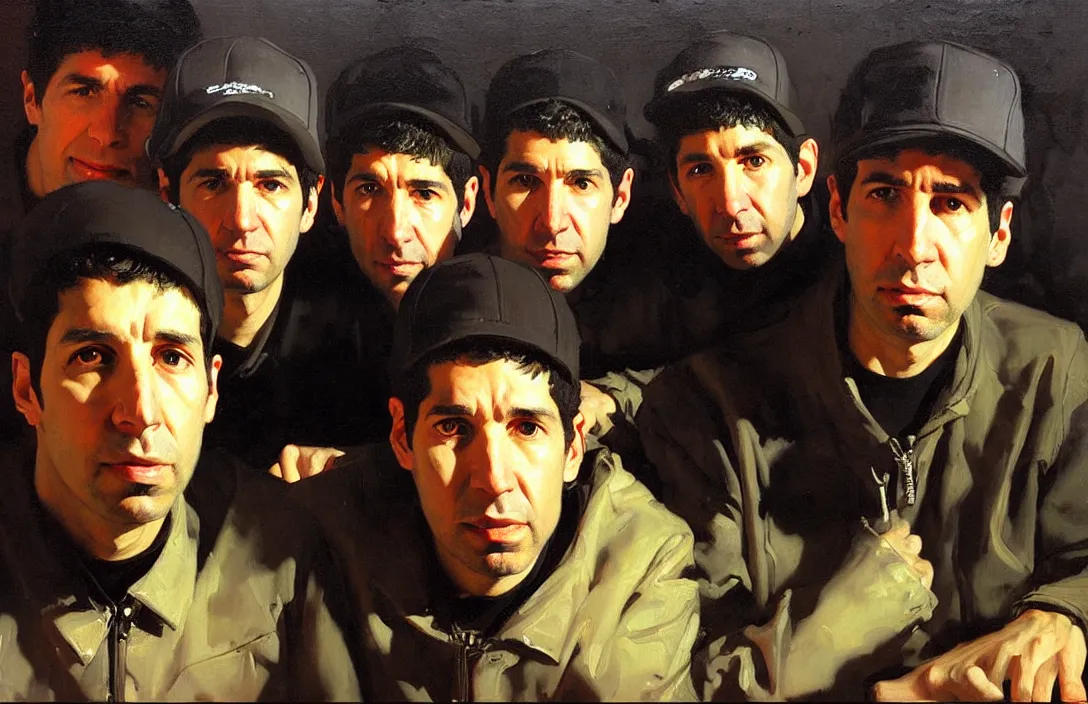 Image similar to portrait of the beastie boys!!!!!!!!!!!!!!!!!!!!!!!!!!!, detailed face, detailed painting,, epic lighting, by ilya repin, phil hale and kent williams