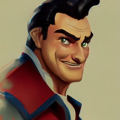 Image similar to disney gaston by greg rutkowski, featured on artstation