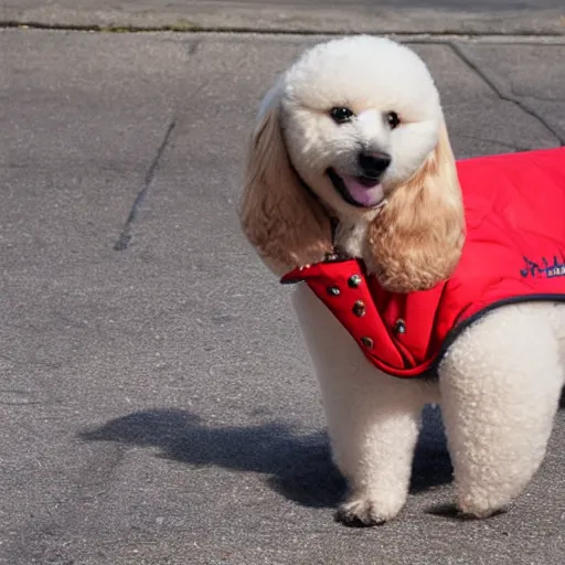 Prompt: a dog with duffle coat
