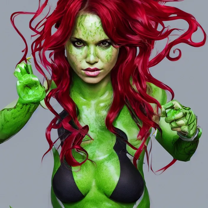 Image similar to portrait of Sporty Spice as a Poison Ivy. intricate artwork. by wlop, octane render, trending on artstation, very coherent symmetrical artwork. cinematic, hyper realism, high detail, octane render, 8k