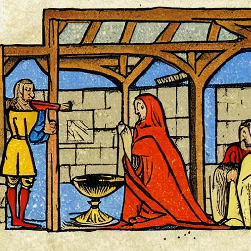 Image similar to illustration of a medieval magazine about salt