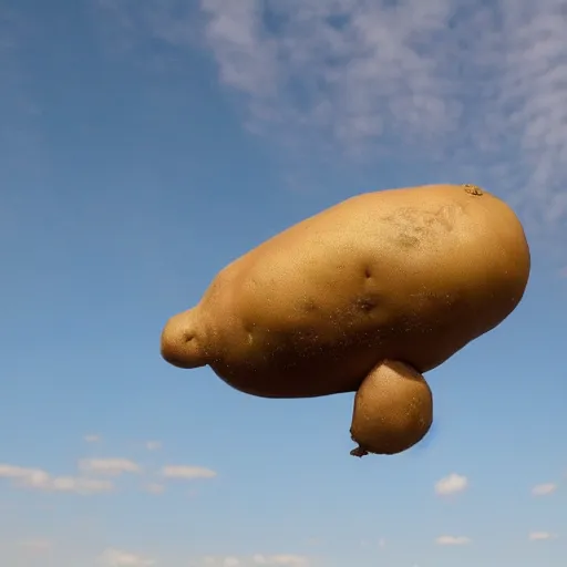 Prompt: a flying potato with eyes