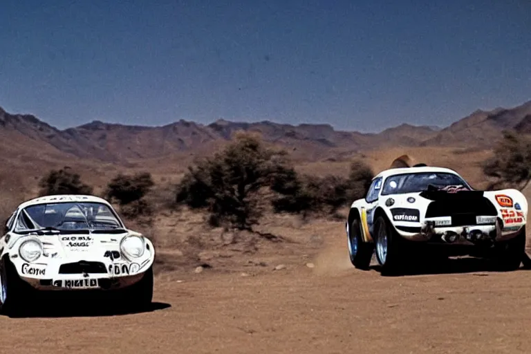 Image similar to 1 9 6 9 alpine a 1 1 0, dakar rally footage, speed