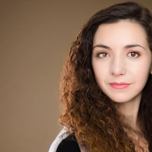 Image similar to professional headshot of a female actress in her 2 0 s. high resolution, nikon camera 8 k