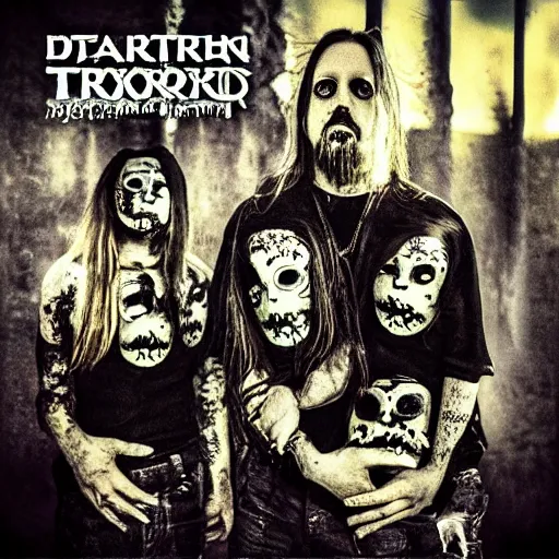 Prompt: darkthrone album cover with minions