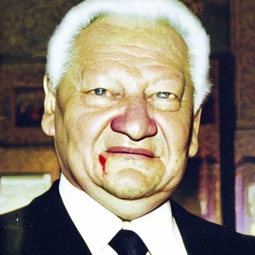 Prompt: dying photo of yeltsin, photo in color