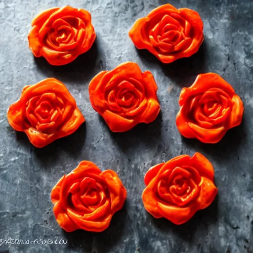 Image similar to roses made out of hot sauce