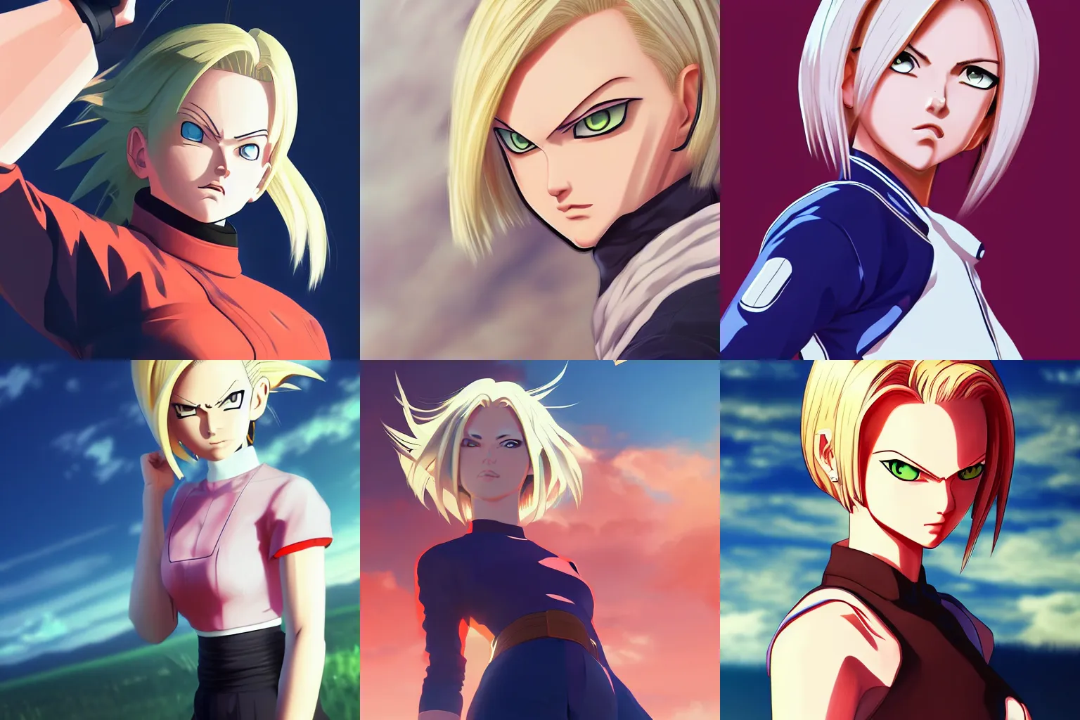 Prompt: Android 18 from DBZ, by Kuvshinov Ilya, by WLOP, by Tran Ross, 4k detailed wallpaper