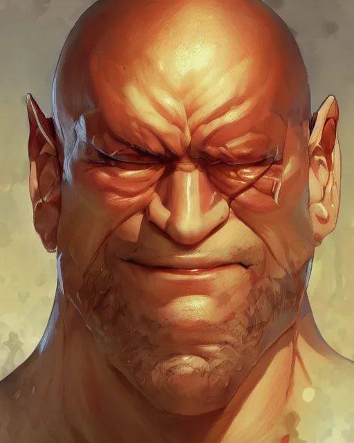 Image similar to An anime portrait of Sagat from street fighter , by Stanley Artgerm Lau, WLOP, Rossdraws, James Jean, Andrei Riabovitchev, Marc Simonetti, and Sakimichan, highly detailed, ultra detailed, golden hour, trending on artstation, cgstudio