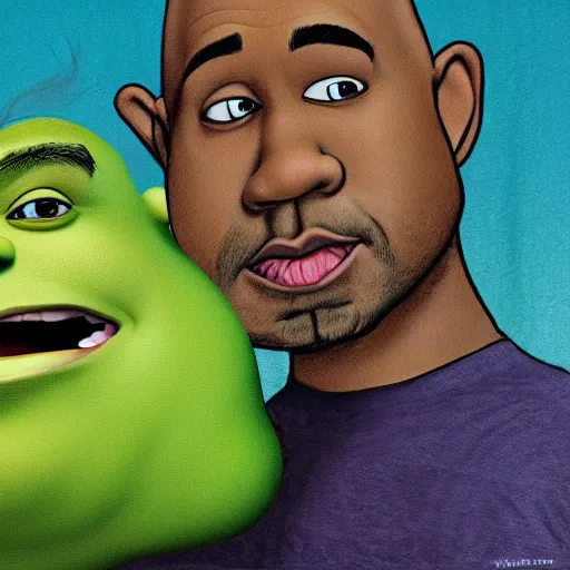 Image similar to portrait of Shrekye West, kanye, shrek