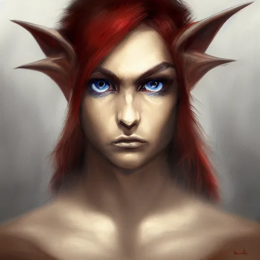 Image similar to portrait of darl elf, fantasy, blue eyes, calm expression, fantasy, thinking, raven in background, highly detailed, digital painting, gradient black charcoal red, concept art, smooth, b sharp focus, illustration, golden ratio 8 k