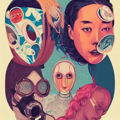 Image similar to portrait of people with sanitary mask, Tristan Eaton, artgerm, Victo Ngai, RHADS, ross draws