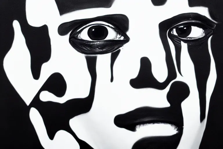 Image similar to black and white face artwork by futura 2 0 0 0