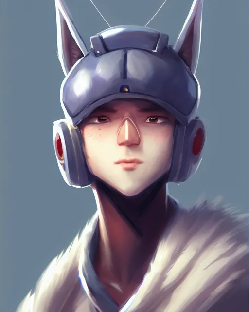 Image similar to character concept art of a cute young male anthropomorphic furry cyborg | | cute - fine - face, pretty face, key visual, realistic shaded perfect face, fine details by stanley artgerm lau, wlop, rossdraws, james jean, andrei riabovitchev, marc simonetti, and sakimichan, trending on artstation