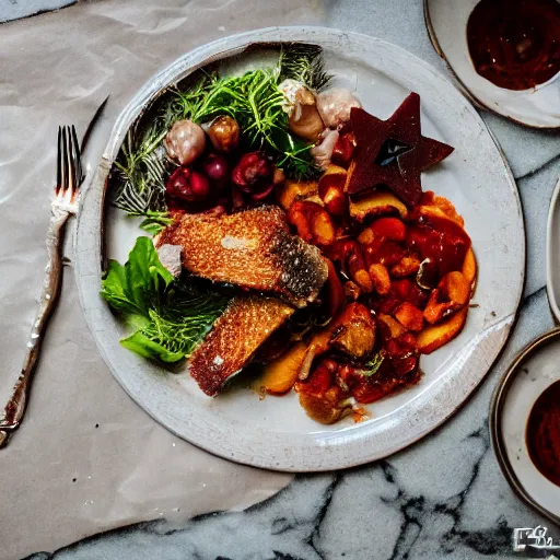 Prompt: A delicious plate of food, food photography, michilin star