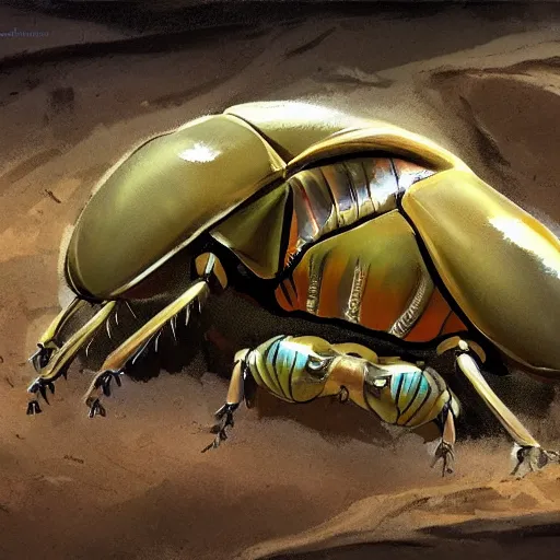 Image similar to larvae creature in dirt tunnel, focus on creature, trending on artstation, Hercules beetle larvae, style of Greg Manchess and Artgerm, high detail gross