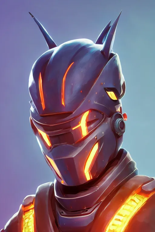 Image similar to epic mask helmet robot ninja portrait stylized as fornite style game design fanart by concept artist gervasio canda, behance hd by jesper ejsing, by rhads, makoto shinkai and lois van baarle, ilya kuvshinov, rossdraws global illumination radiating a glowing aura global illumination ray tracing hdr render in unreal engine 5