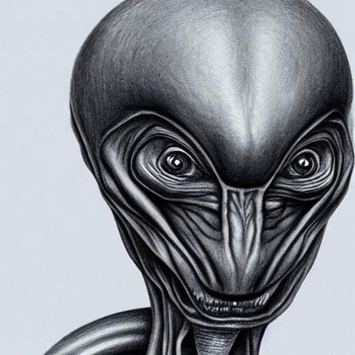 Image similar to hyper realistic drawing of an alien