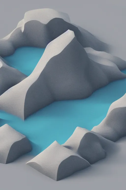 Prompt: geometric 3 d render soft pastel mountains