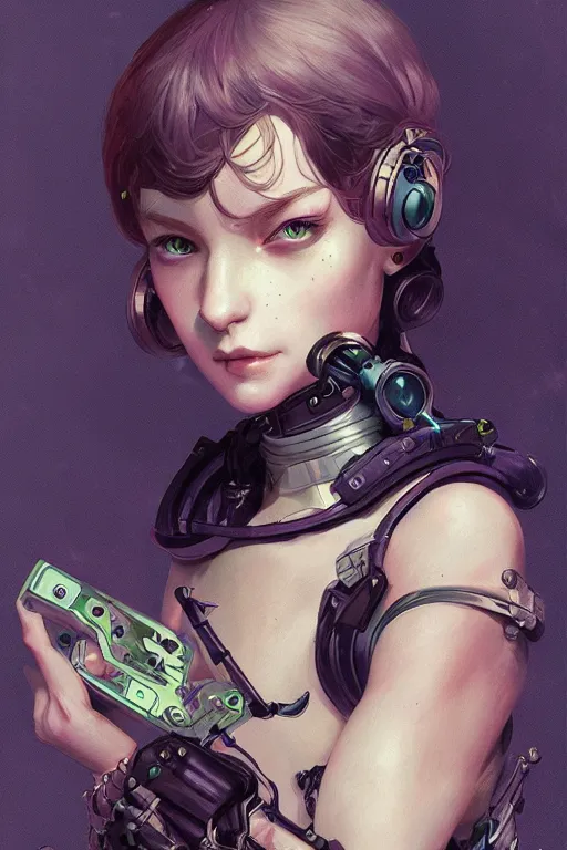 Image similar to portrait of beautiful young curvy goblin, cyberpunk, Warhammer, highly detailed, artstation, illustration, art by Gustav Klimt and Range Murata and Ilya Kuvshinov and Sakimichan