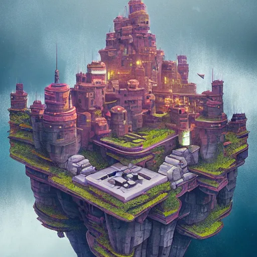 Image similar to an incredible floating castle by neil blevins