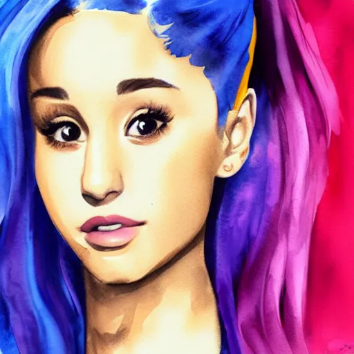 Image similar to portrait of ariana grande, watercolor expressionism, brushstrokes, detailed, digital art, artstation by Dave McKee