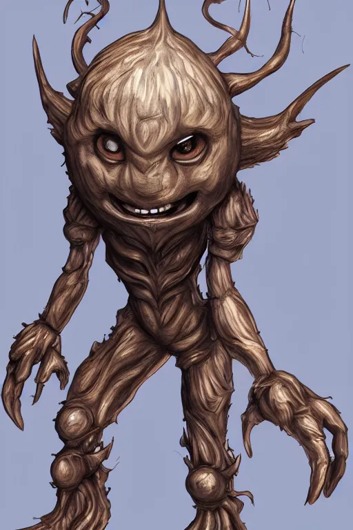 Image similar to a humanoid figure acorn monster, highly detailed, digital art, sharp focus, trending on art station, anime art style