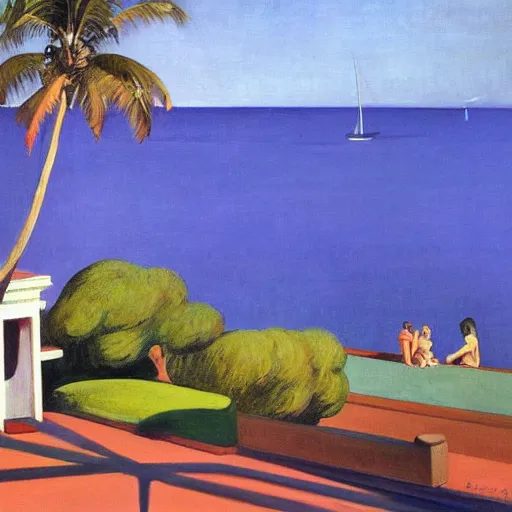 Image similar to painting of Lahaina Maui, by Edward Hopper